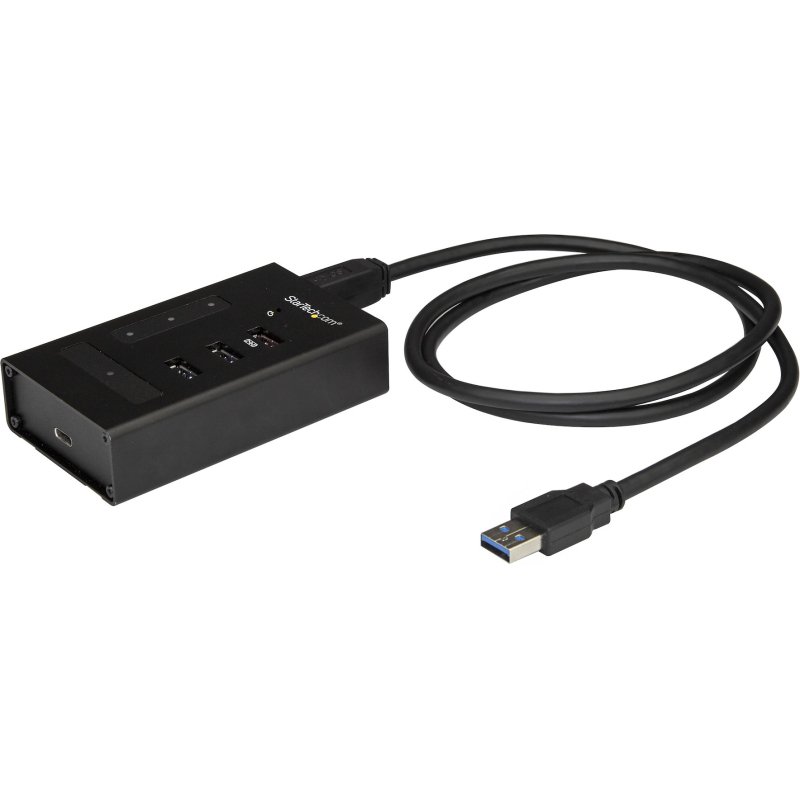 StarTech.com Hub USB 3.0 4 Ports - USB-A vers 3x USB-A et 1x USB-C - Hub Commercial USB en Métal- SuperSpeed USB 3.2 Gen 1 (5Gbps) - Auto Alimenté - Charge Rapide BC 1.2 - Montable/Renforcé