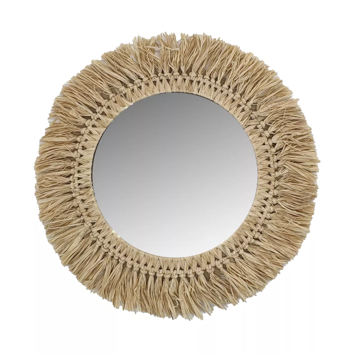 Miroir mural rond en fibres naturelles (D50 cm) Makira Beige