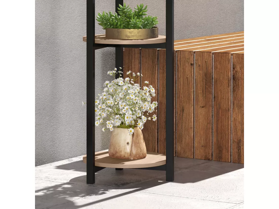 Étagère à plantes en bois étagères rondes 5 niveaux acier bois