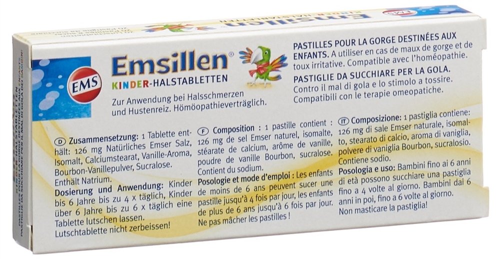 Emsillen Kinder-Halstabletten Lutschtabl mit Vanille Blist 20 Stk