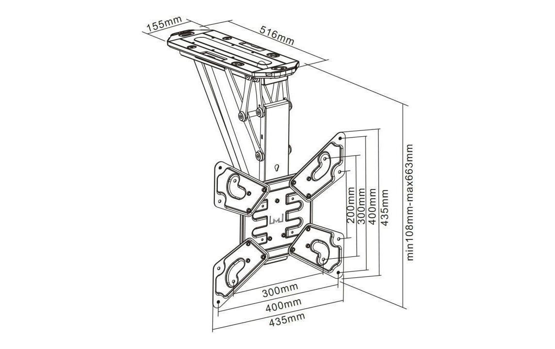 TV-Lift 1028 Deckenhalterung, max. 30 kg<br>Motorisierte Deckenhalterung