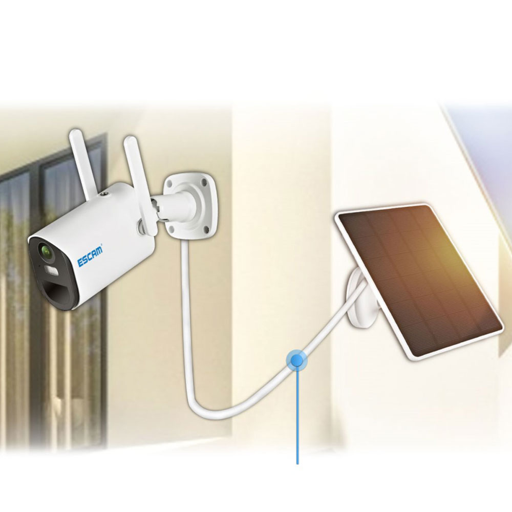WiFi Solar (3.8W) IP Kamera Full HD 1080p mit 2-Wege-Audio / Infrarot LED's Nachtsichtfunktion / Micro SD und Wandhalterung (IP66) - Weiss