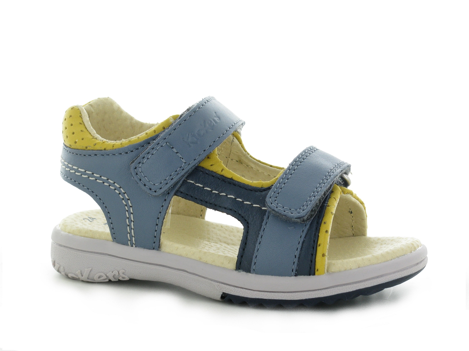 Kickers-349497 Cuir Bleu-Jaune