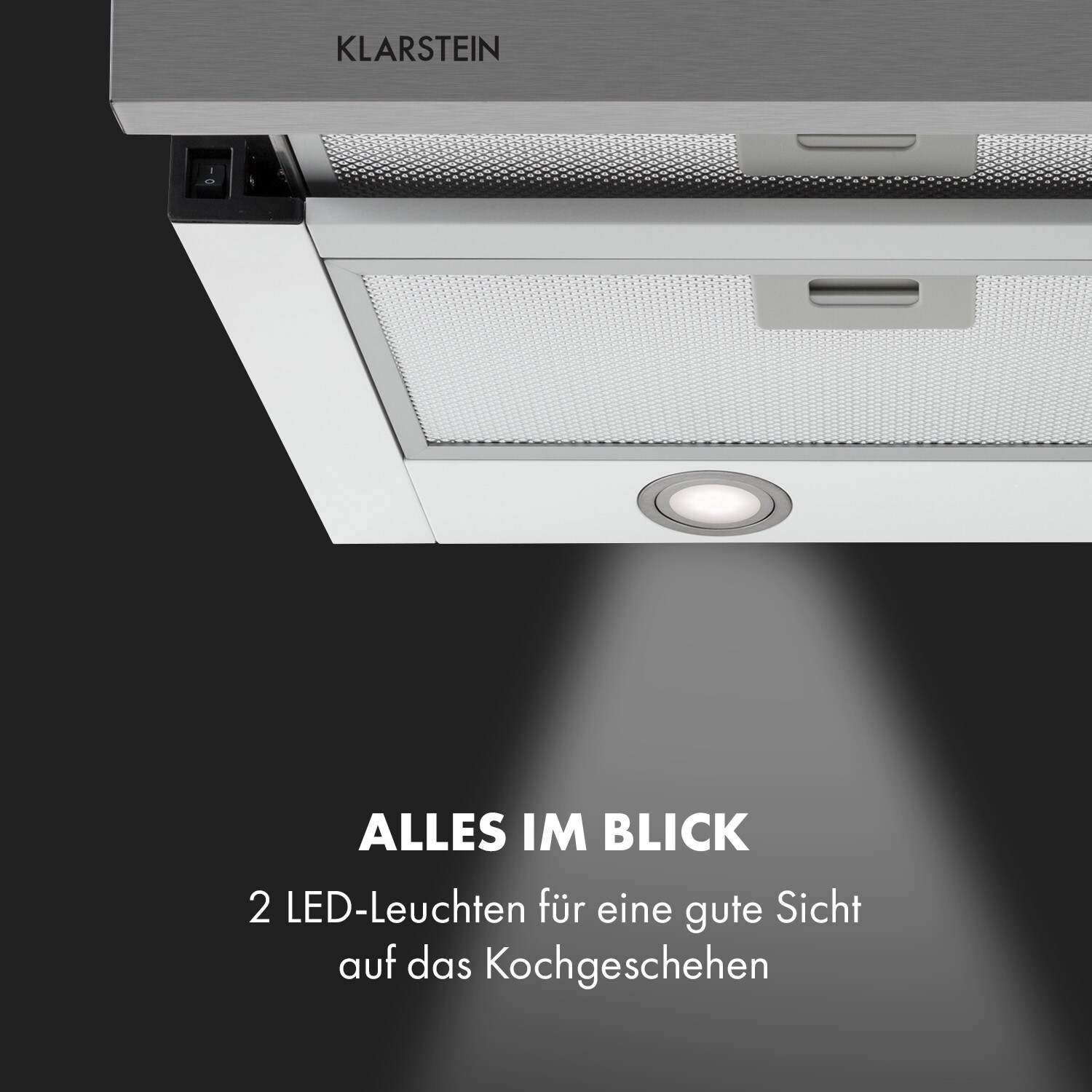 Mariana 90 Flachschirmhaube 500 m³/h Abluft LED weiß