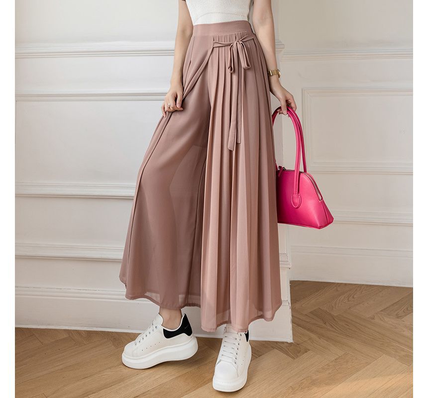 Meatacci - Wijde chiffon broek met hoge taille