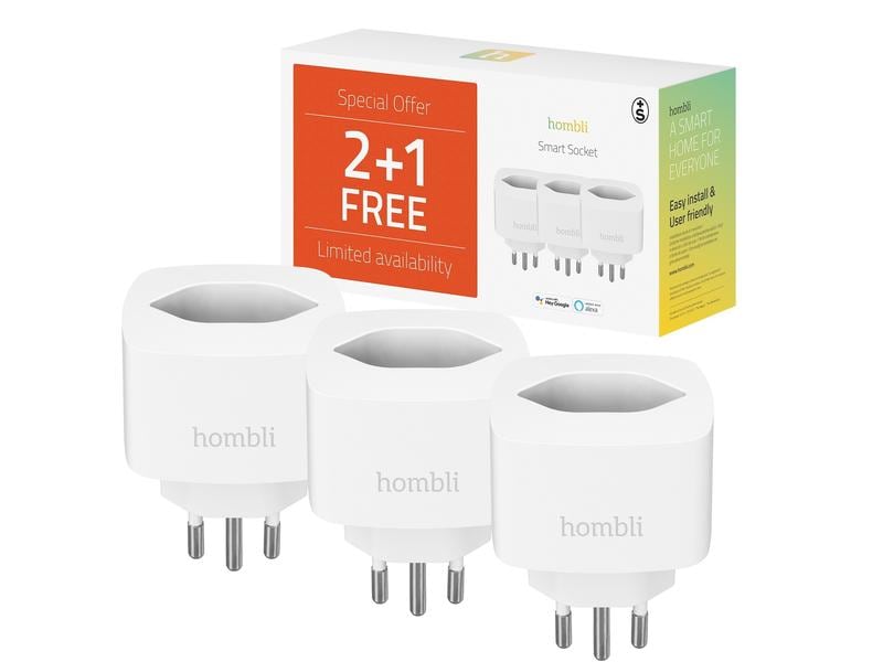 hombli Smart Socket CH, Weiss, 3er-Set Bedienung über Ihr Smartphone