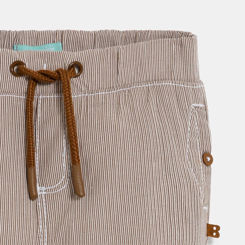 Pantalon fines rayures jambes retroussables marron bébé garçon Marron