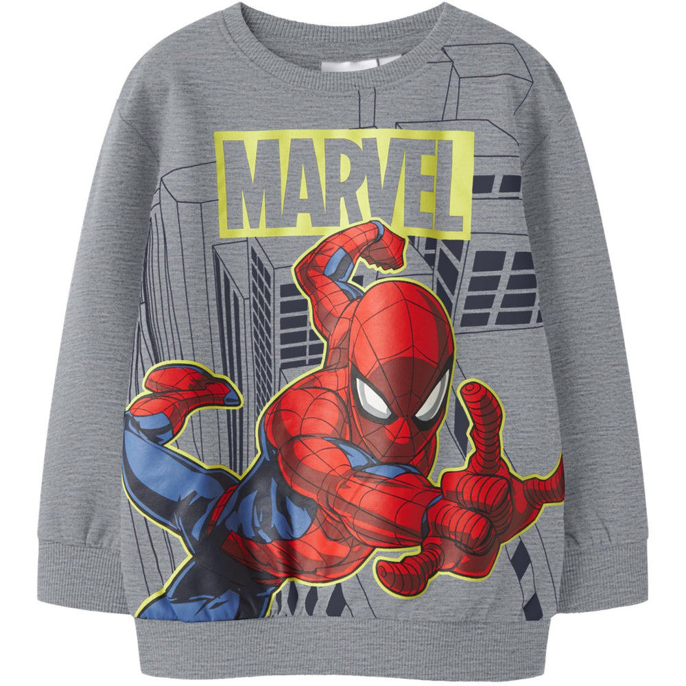 Køb Name It Grey Melange Nmmdion Spider Nreg Sweat Unb Noos Mar