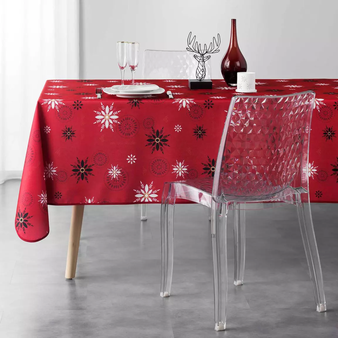 Nappe de Noël rectangulaire (150 x 300 cm) Enchanté Rouge