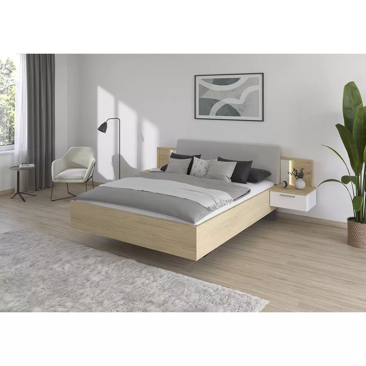 Bettanlage Calisto 180x200 Eiche,weiss