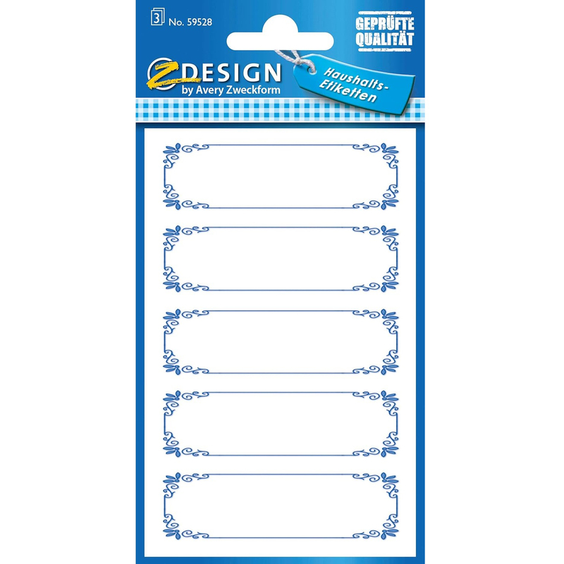 Z-Design Haushaltsetiketten, blauer Rahmen
