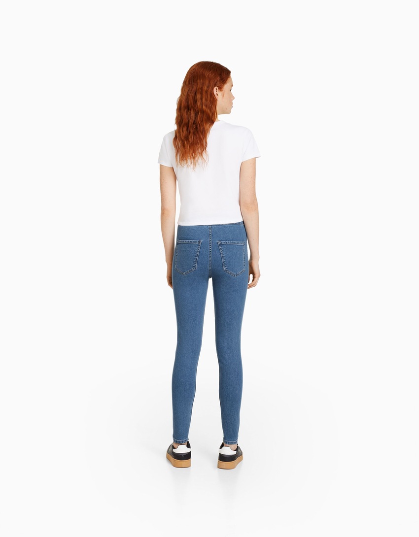 Calças legging jeans de cintura super alta