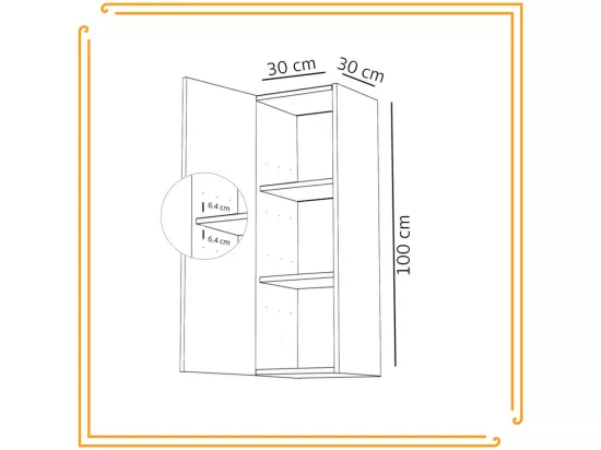 Armoire murale de salle de bain 30cm Étagère étroite à colonne blanche fermée