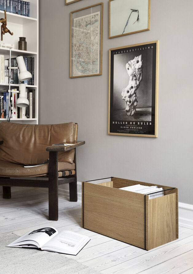 Moebe Storage box, Oak/Black Black