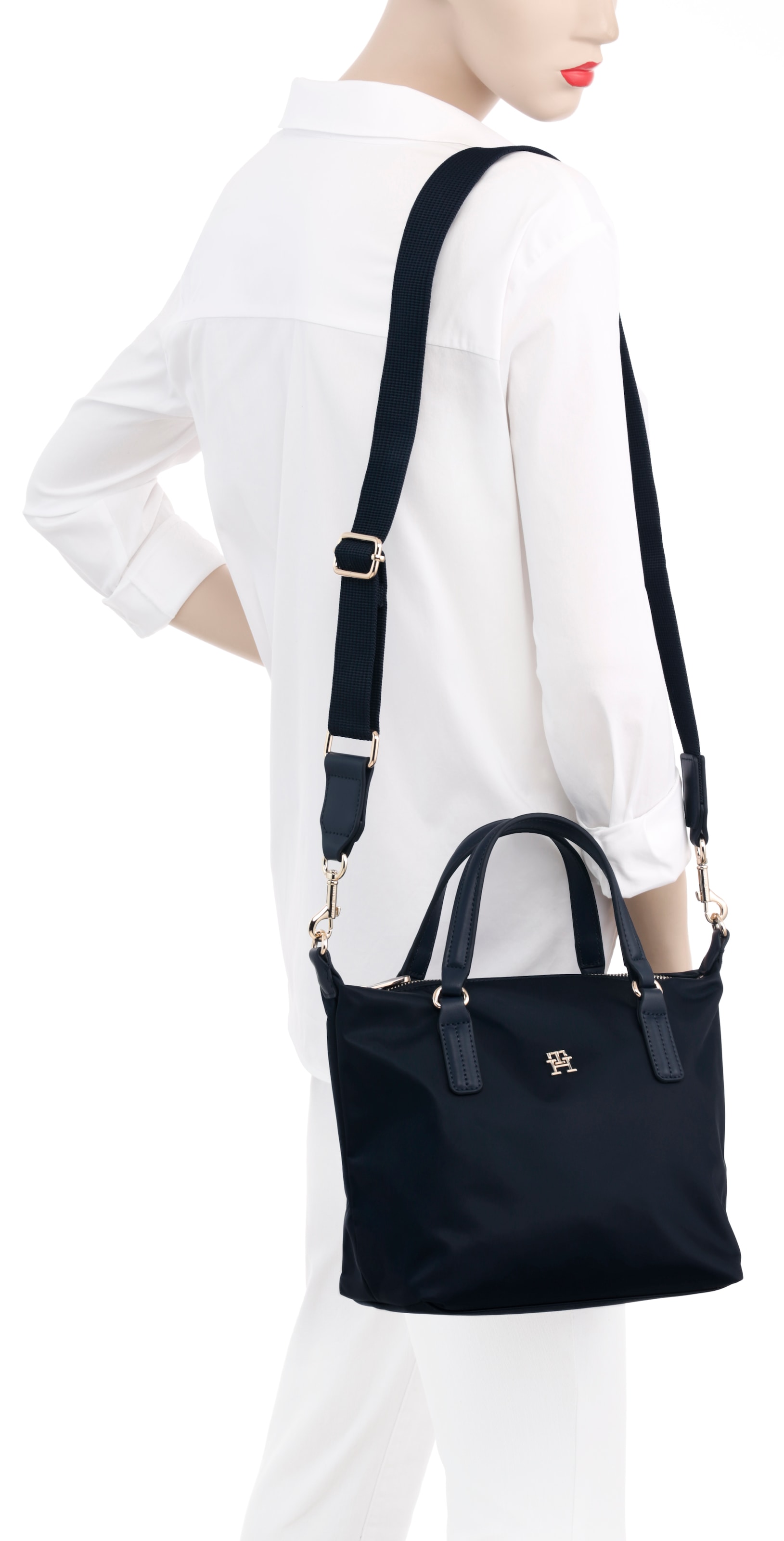 Tommy Hilfiger Henkeltasche »POPPY NEW SMALL TOTE« , Damen Umhängetasche, Shopper, mit Markenemblem vorne