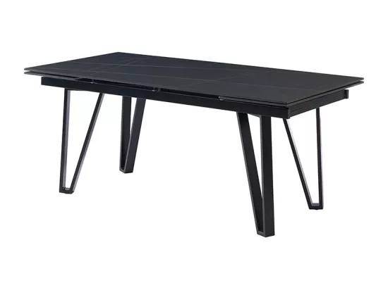 Table à manger extensible 6 à 10 personnes en céramique et métal - Effet marbre noir - SARINO