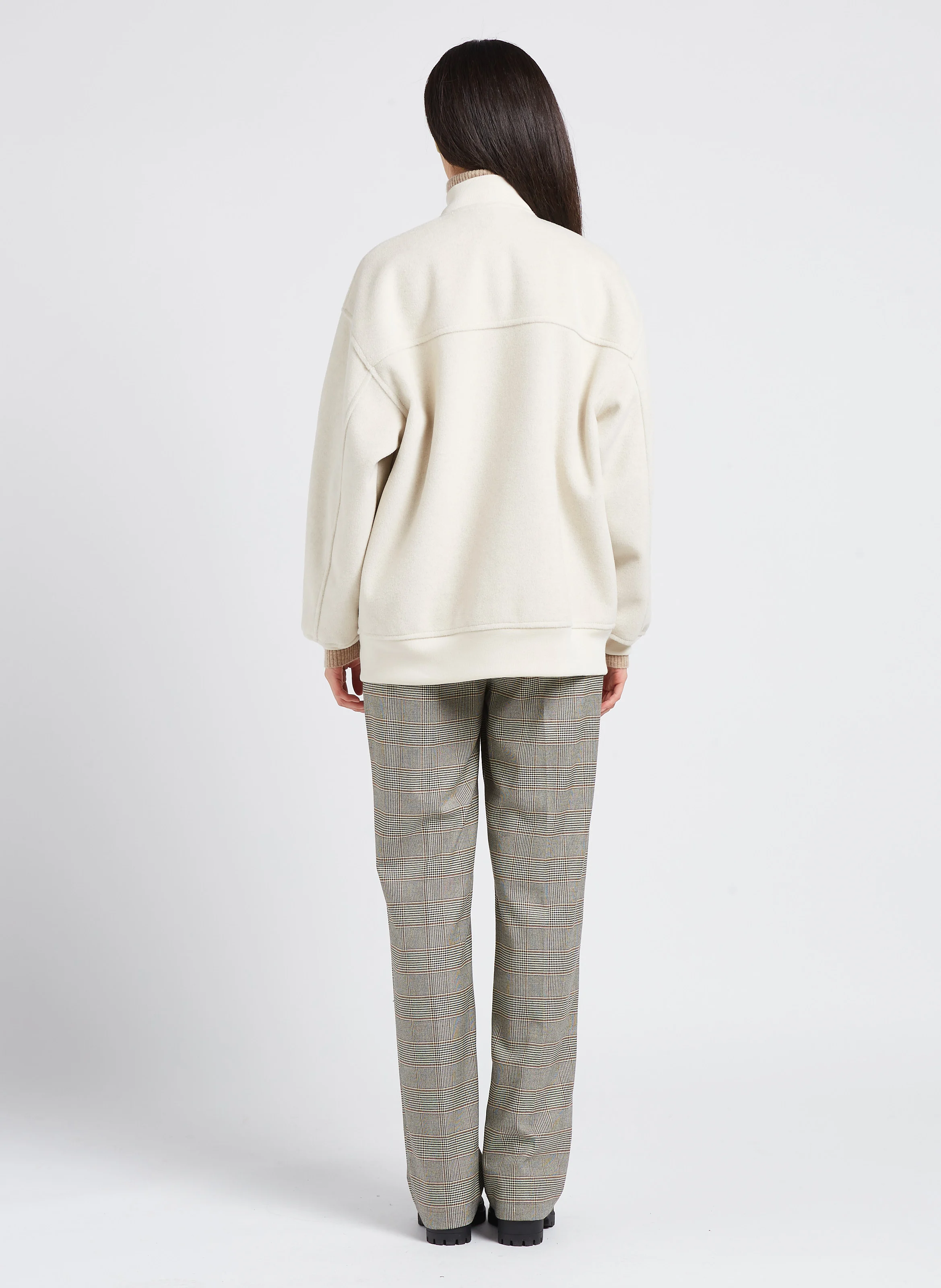 Pantalon forme palazzo à motif Prince de Galles avec ceinture | Marron
