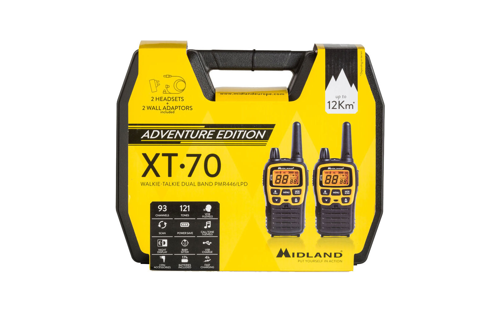 Midland  XT70 Adventure PMR446 Sprechfunkgeräte Kofferset inkl. Headsets, Akkus und Ladegeräte