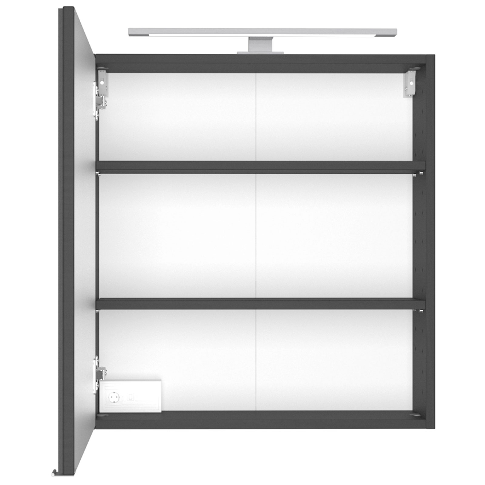 3-teiliges Badmöbel-SetDAVOS - grau - 90 cm breit - Becken links