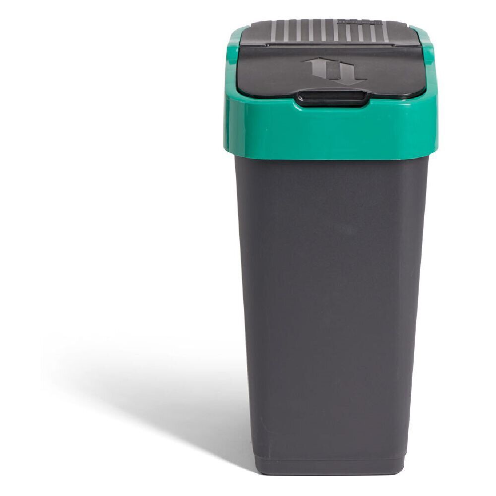 Poubelle de tri pour verre 35L plastique vert et noir