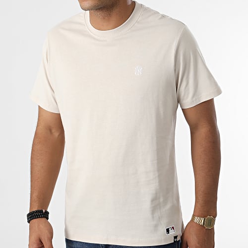 Tee Shirt New York Yankees Base Runner Embroidery Echo Beige