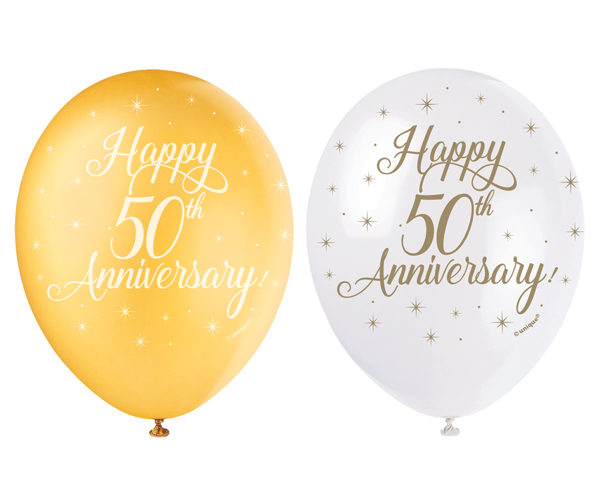 Ballonnen Happy 50th Anniversary 30cm 5st