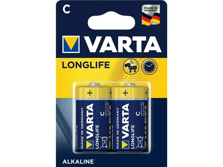 Varta LONGLIFE C Bli 2 C-batteri R14 alkalisk-mangan 7600 mAh 1,5 V 2 stk