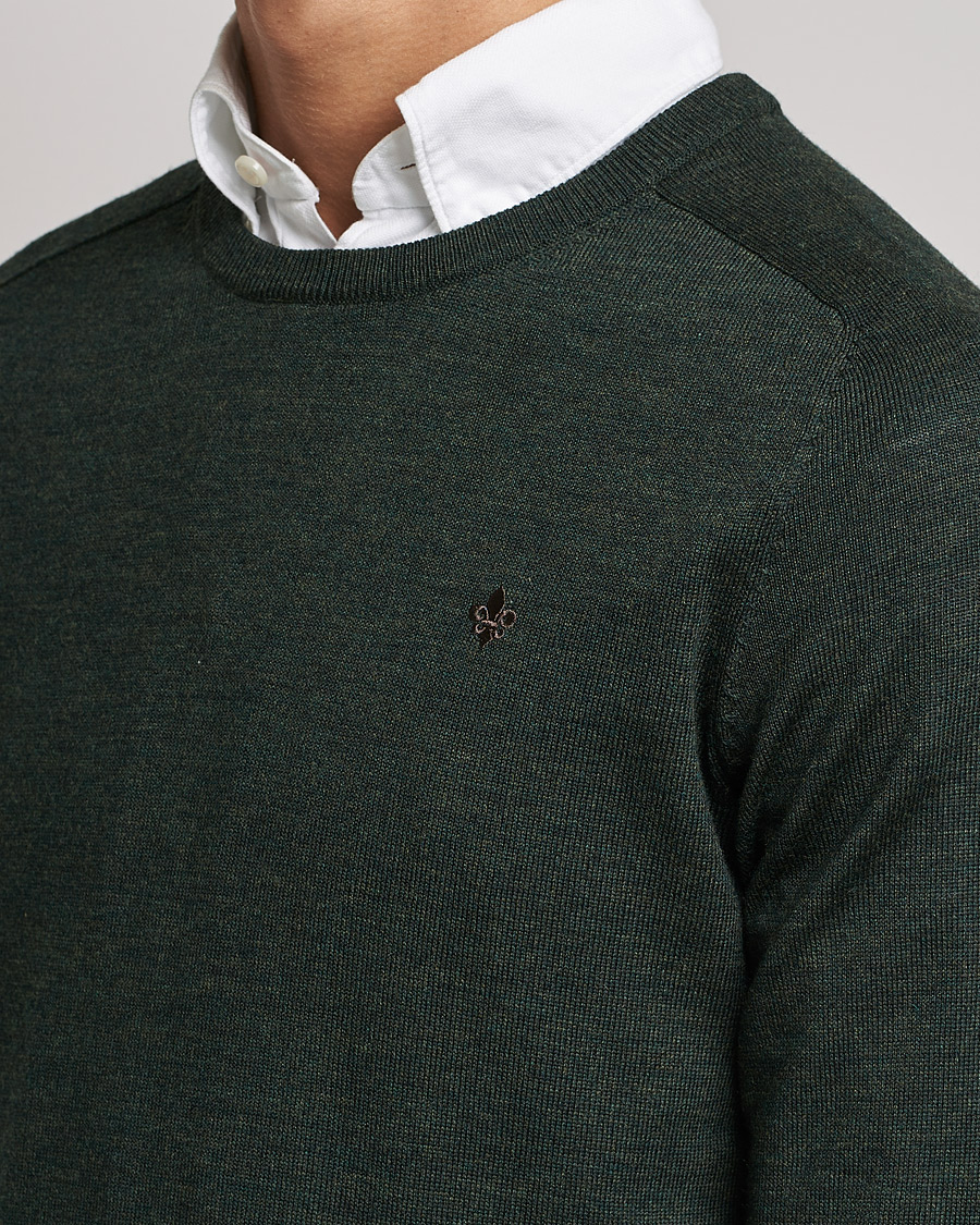 Morris Merino O-neck Olive Melange