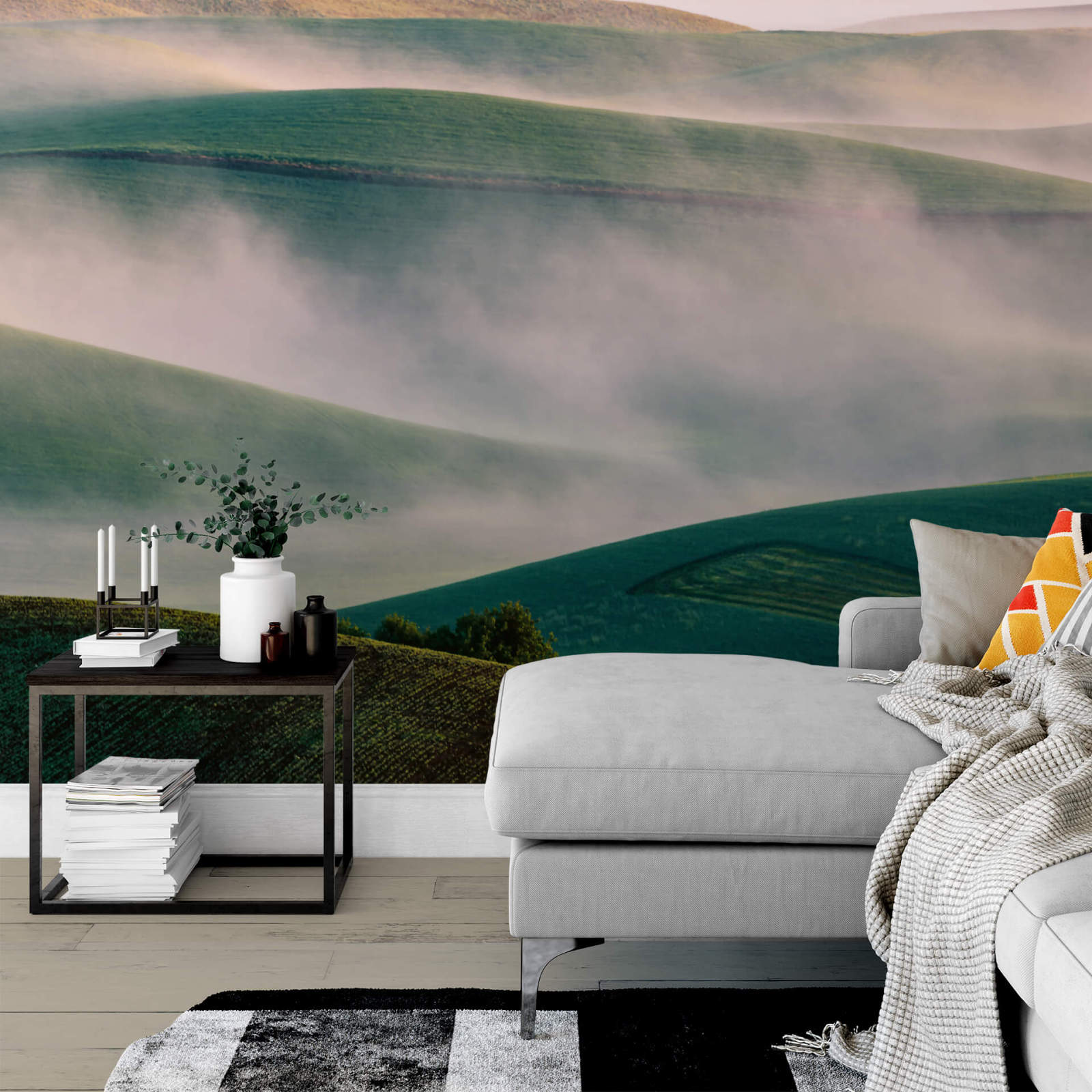 Fototapete DESIGNWALLS 2.0 - grün-weiß - Landschaft - 2,6 Meter