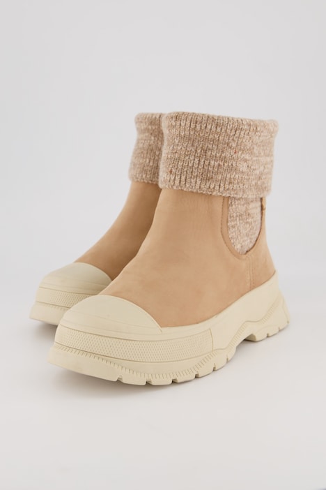 Caprice Leder-Boots, Strickschaft, Komfortweite