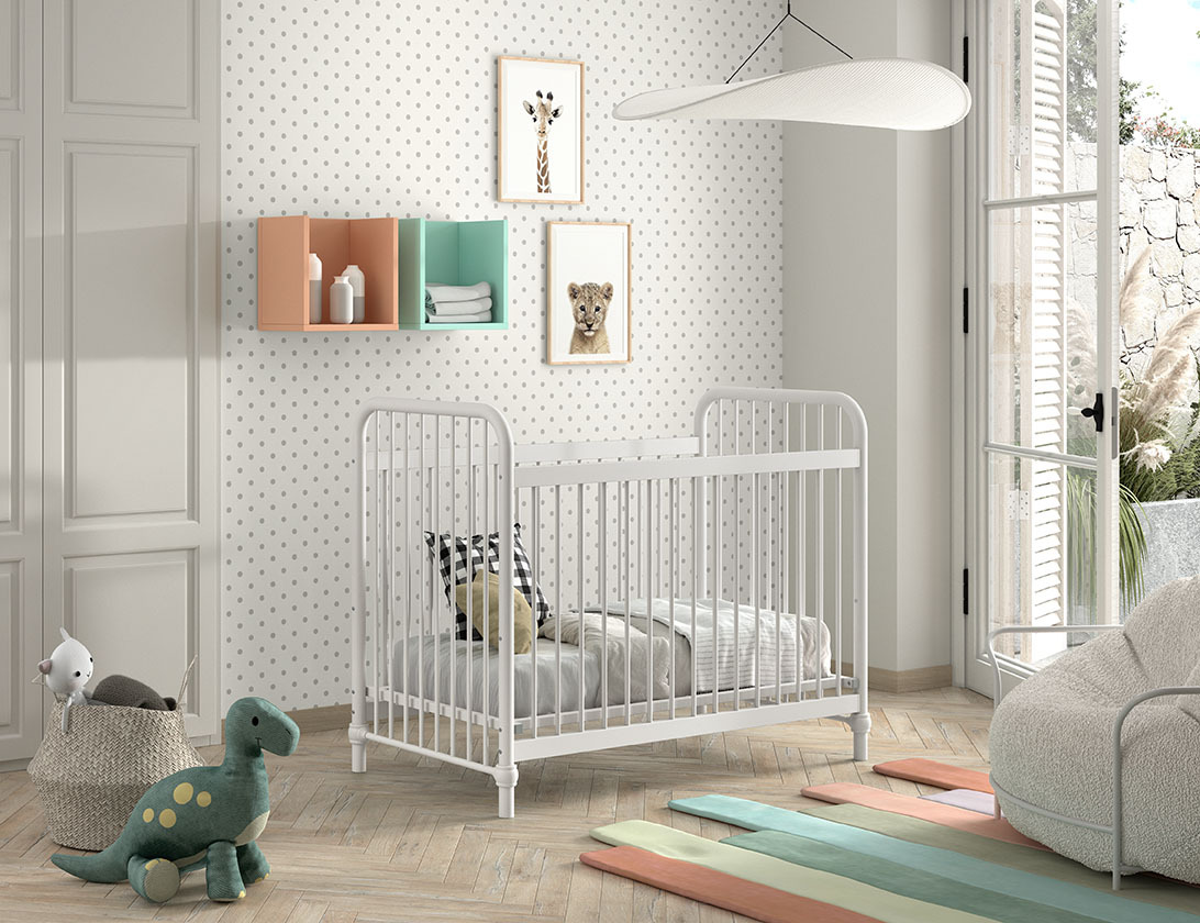 Babybett BRONXX - weiß matt - Metall - 60x120 cm