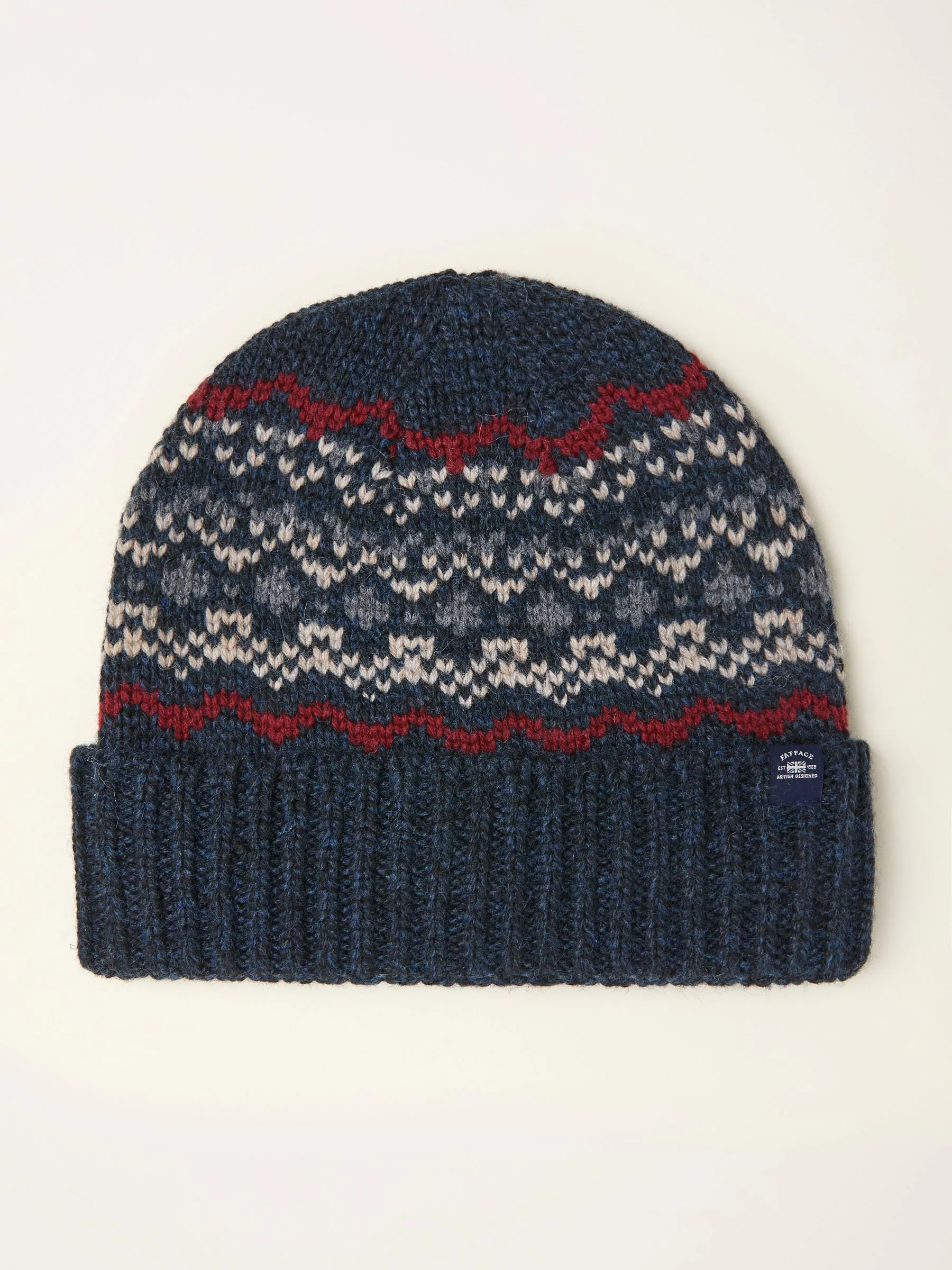 Marineblauw - FatFace Fairisle Beanie