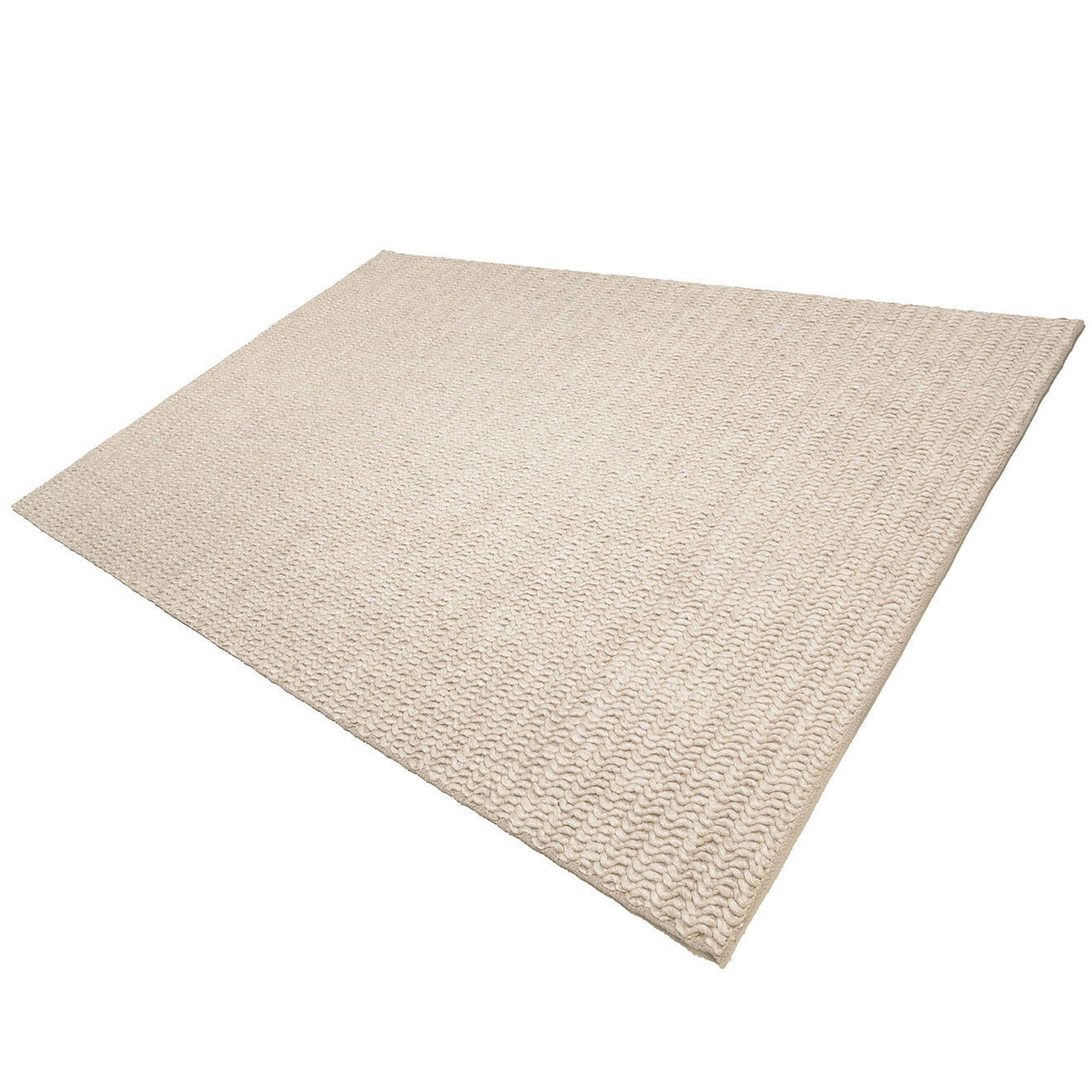 Macabane Tapis en Laine tissée Quentin beige - 230x160 cm