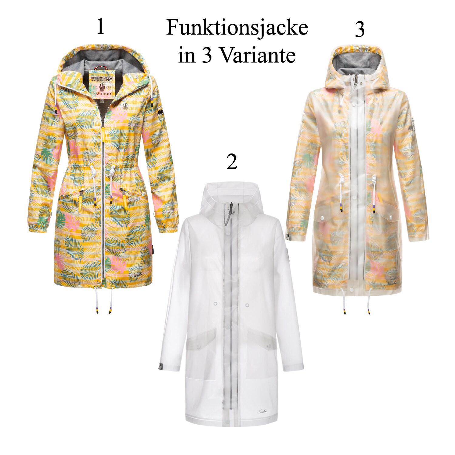 NAVAHOO Damen Funktions Regen Mantel 3 in 1 Outdoor Jacke Übergangsjacke Parella