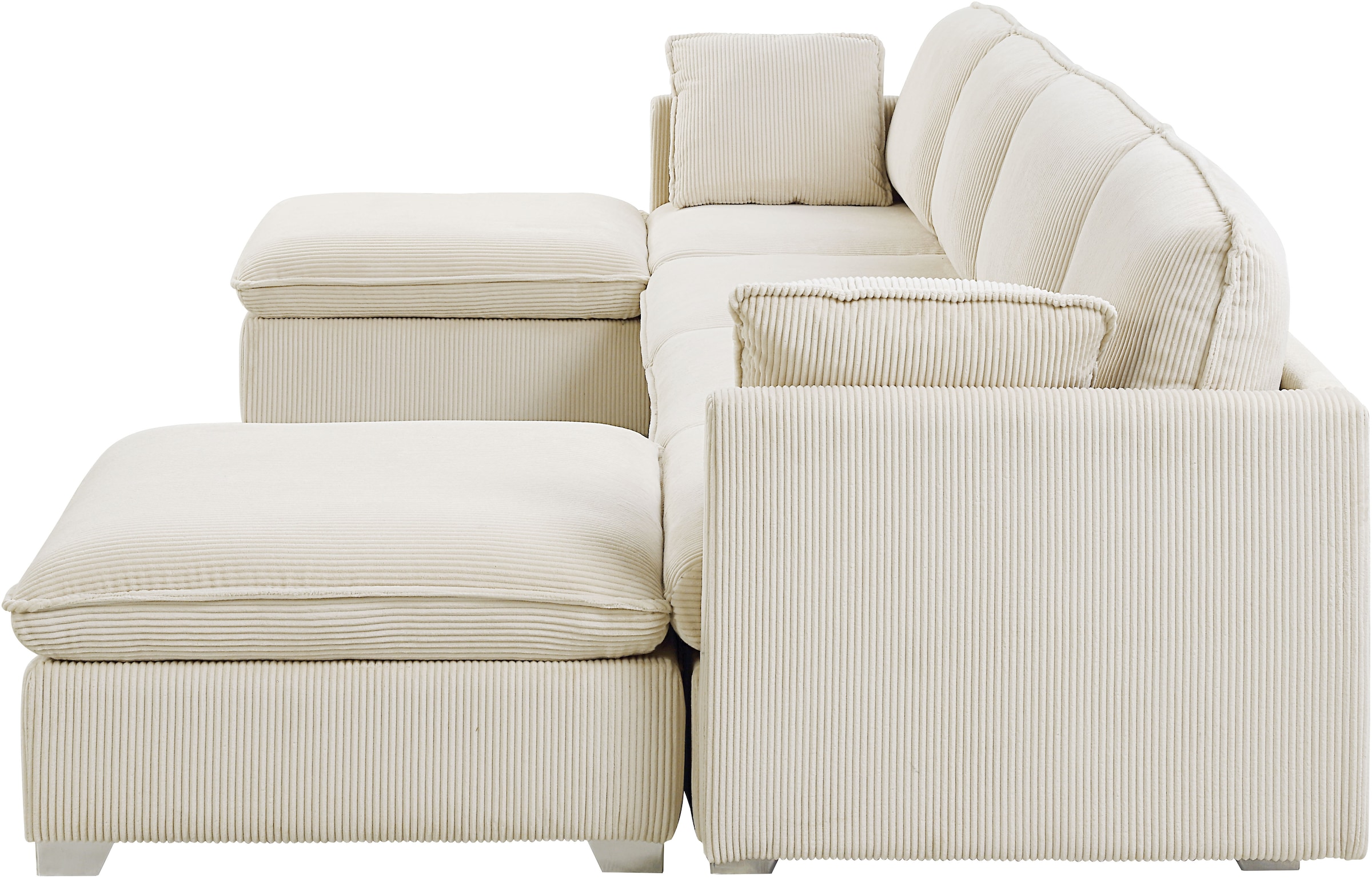 ATLANTIC home collection Wohnlandschaft modularer 4-Sitzer mit 2 Hockern, weicher Cordbezug