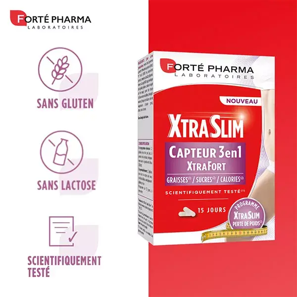 Forté Pharma Xtraslim 3 em 1 Bloqueador de Gordura e Açúcar 60 cápsulas
