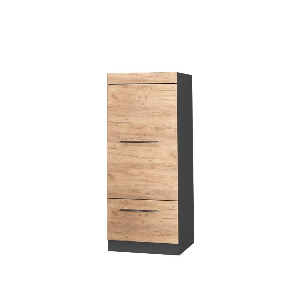 Vicco Mikrowellenumbauschrank Küchenschrank Küchenmöbel Fame-Line Anthrazit Eiche Goldkraft 60 cm modern Küche Einbauküche Blende Hochschrank Schublade Mikrowelle Backofen Küchenzeile