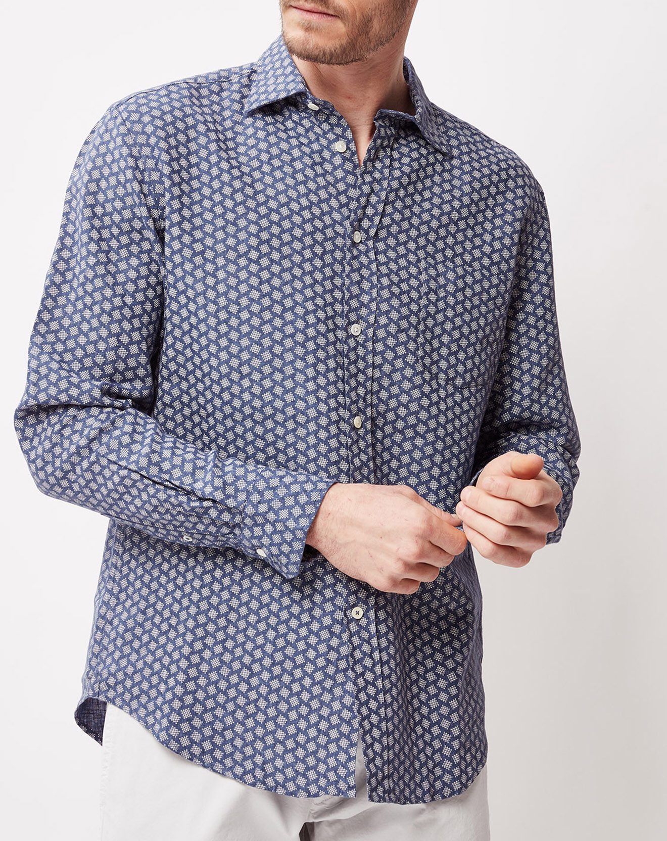 Hartford Chemise Regular 100% Lin Paul bleue