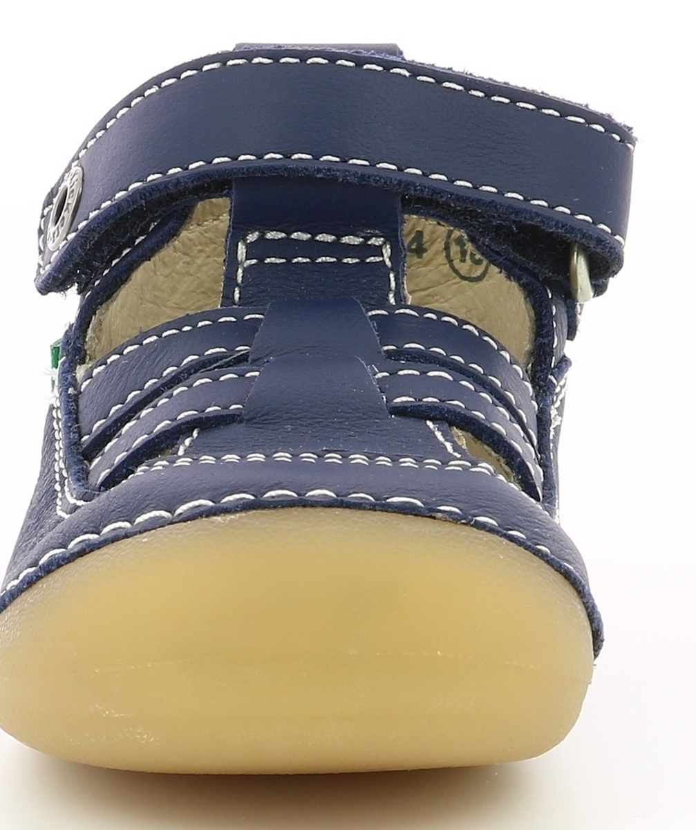 KICKERSSANDALES BÉBÉ EN CUIR BLEU MARINE