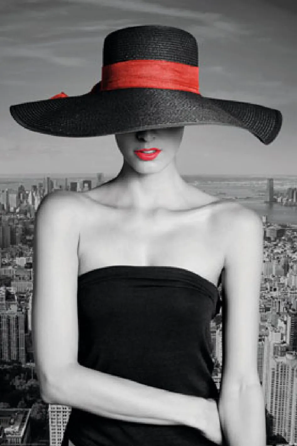 Poster Dame mit Hut, 61 x 91 cm