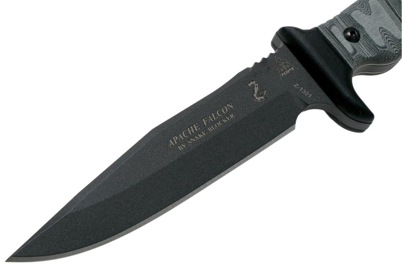 TOPS Knives Apache Falcon AFAL-01 survivalmes, Snake Blocker design