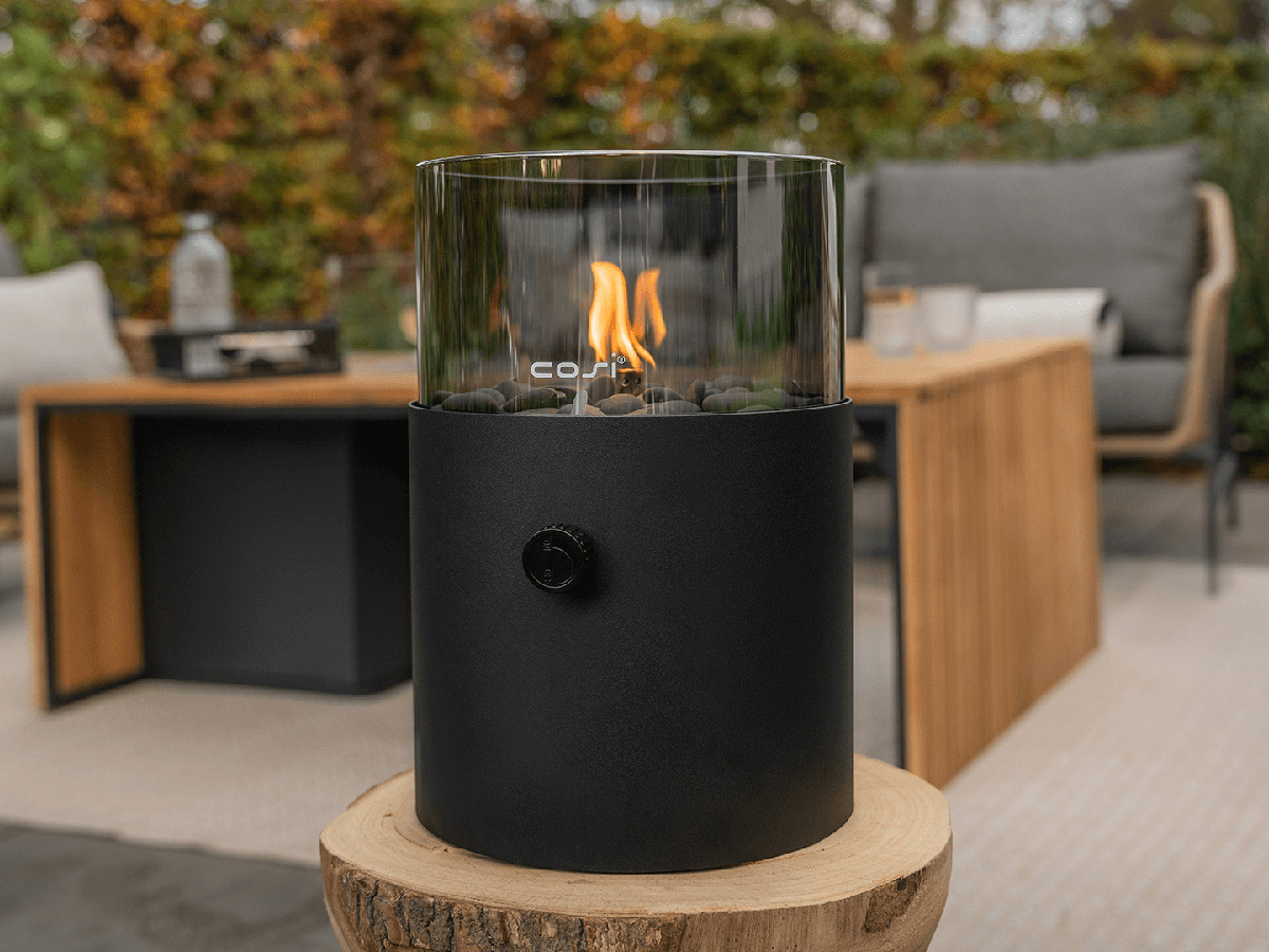 Cosi Fires Cosiscoop original XL Black Smoked Glass gaslantaarn