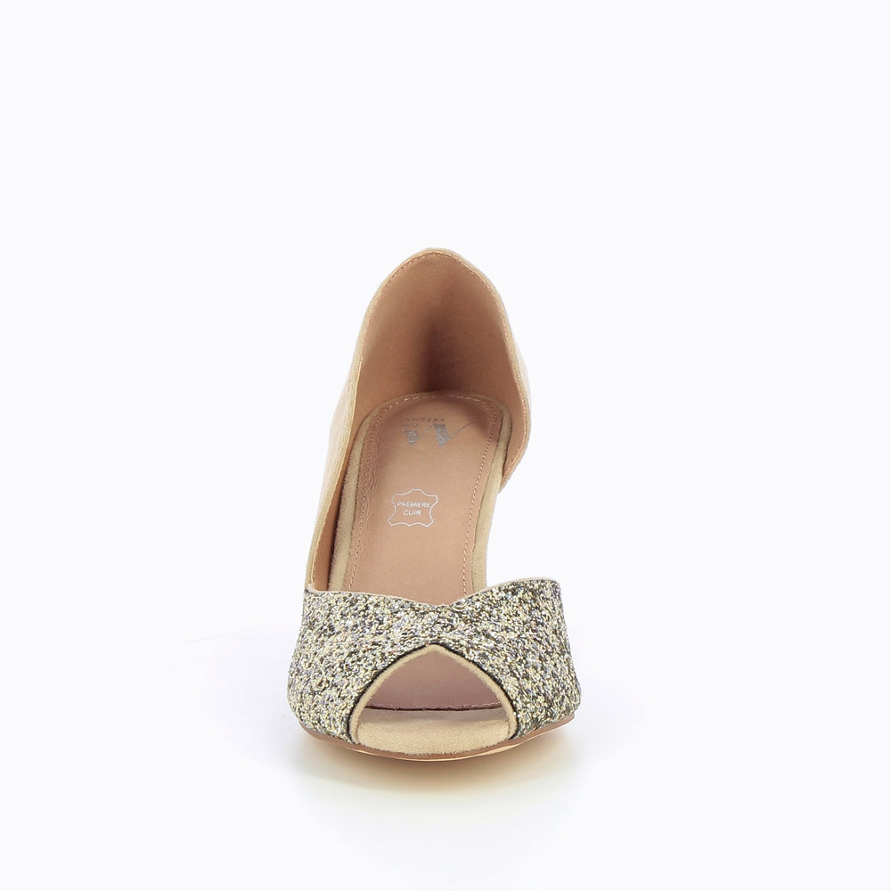 Escarpins-Escarpins peep-toe Diane beige et champagne