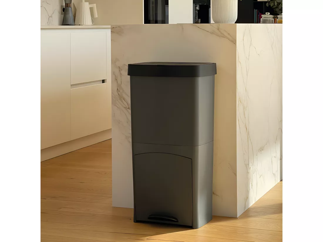 Poubelle tri sélectif PICEA Gris Plastique 70L