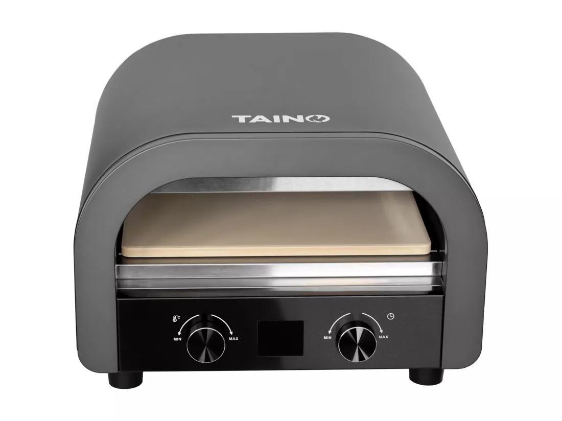 Four à pizza électrique noir 2200W four grill 1 chambre avec vitre pierre à pizza