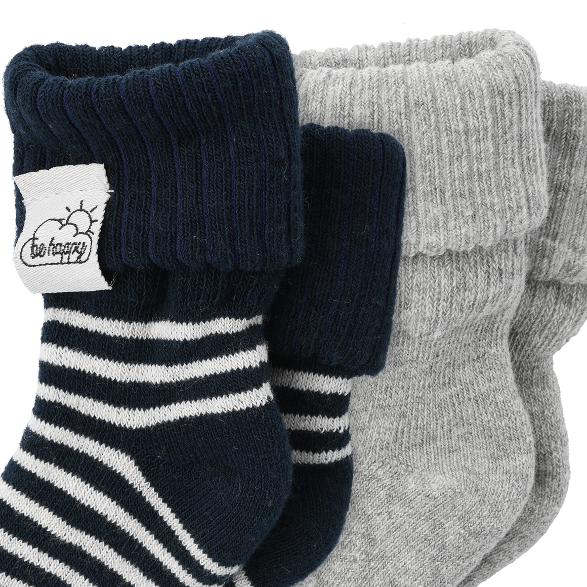 Topomini Pure Collection 2 Paar Newborn Socken im Doppelpack grau / dunkelblau