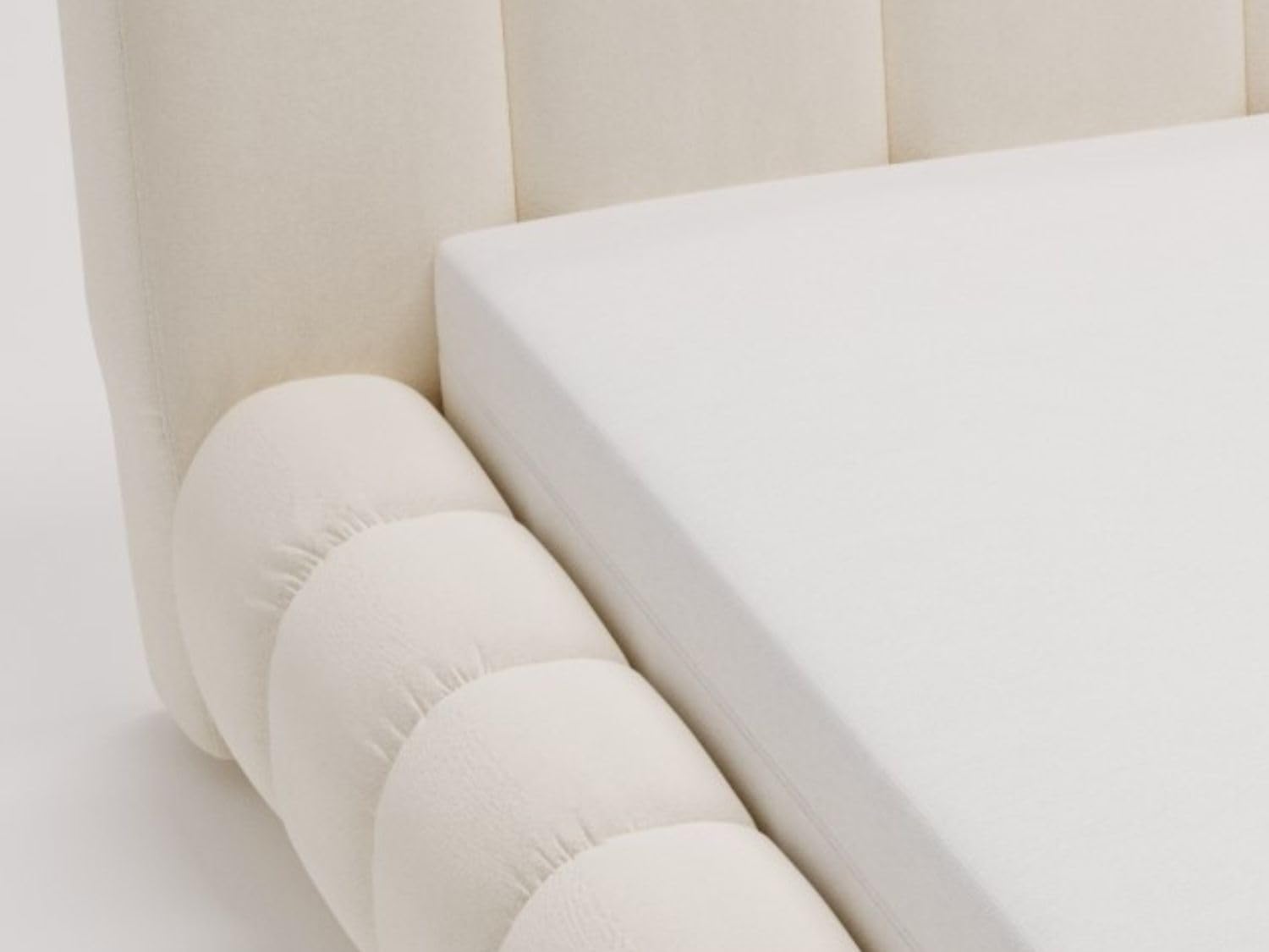 GRAINGOLD Doria Bett 180x200, Polsterbett mit Bettkasten, Polsterbett mit Stauraum, Velour, mit Lattenrost, mit Kopfteil, ohne Matratze (Creme, 180x200)