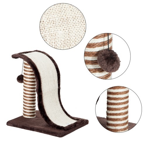 Arranhador para gatos PawHut com poste de sisal, marrom e creme.