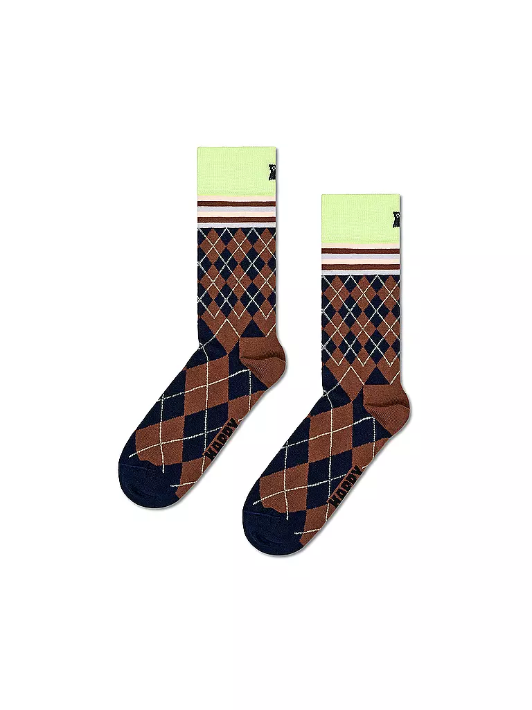 HAPPY SOCKS Herren Socken MIXED ARGYLE 41-46 navy braun