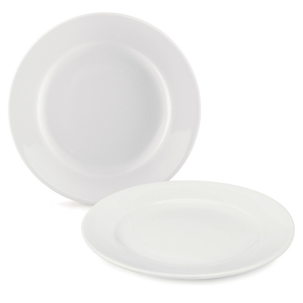Assiette plate en porcelaine diamètre 20 cm - Blanc - Lot de 12